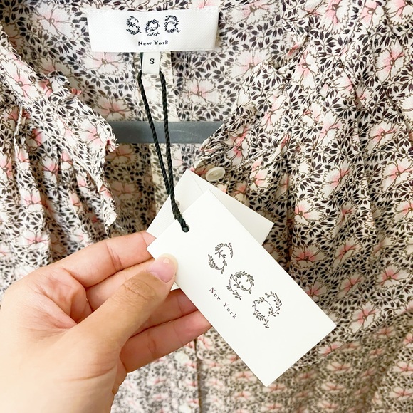 SEA New York Amalia Floral Ruffle Balloon Sleeve Dress in Blossom - Picture 7 of 11